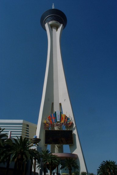 stratosphere hotel las vegas. The Stratosphere Tower rises