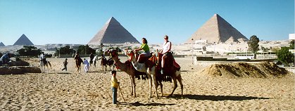 The Pyramids via camels